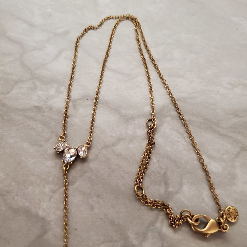 ✨ J.Crew Modern Minimalist Rhinestones Crystal Pave Pendant Necklace ✨ - Picture 4 of 10